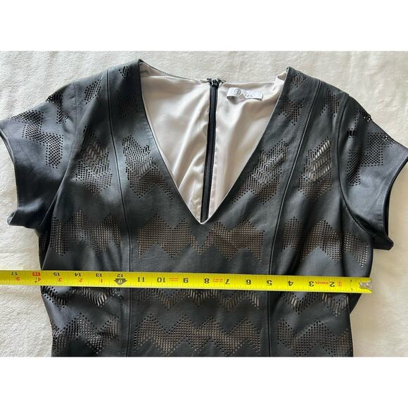 Parker Size M Serena Perforated 100% Leather Mini Dress Dark Brown $550 - Picture 15 of 16